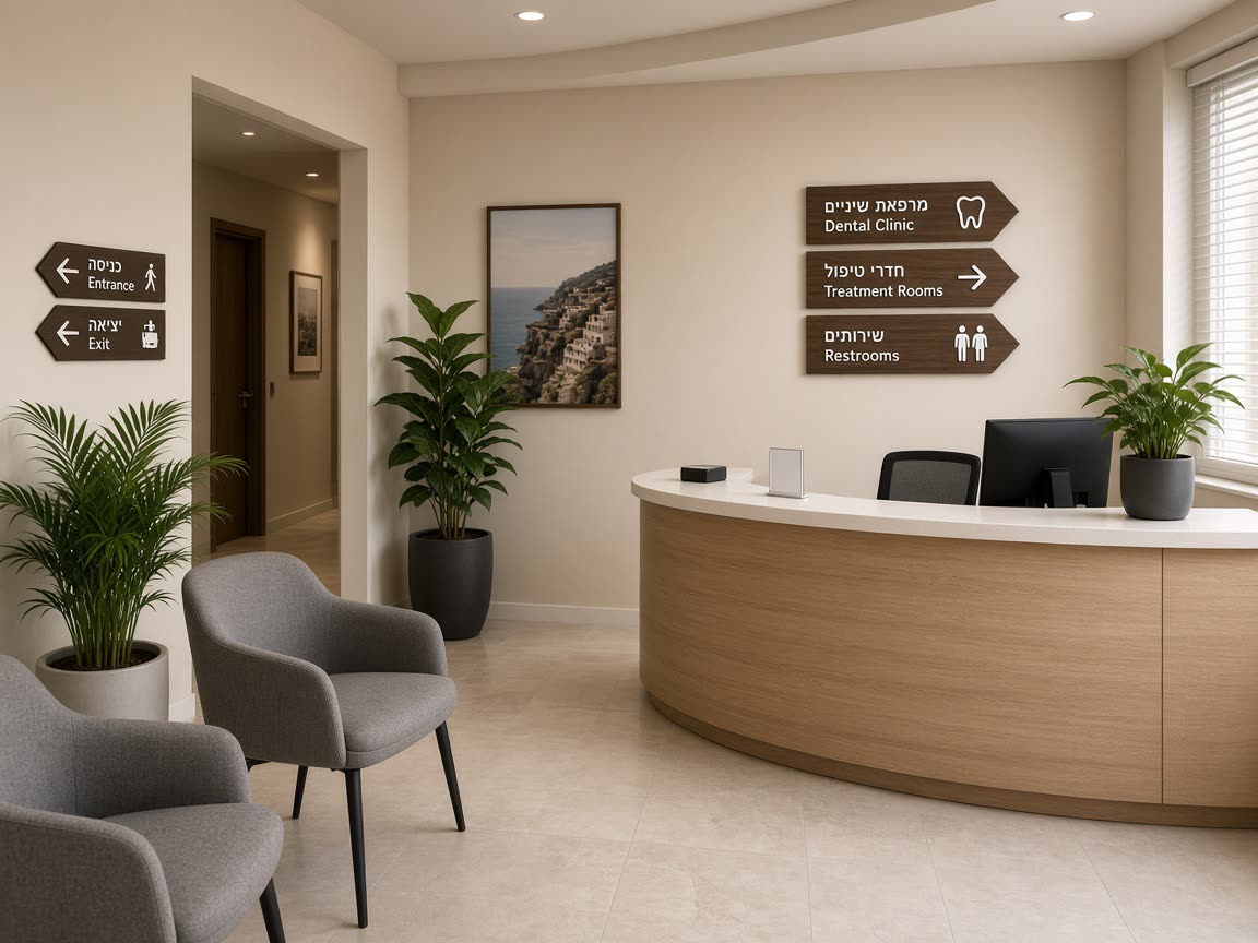 Street entrance to Carmel Rift Dental Clinic at 22 Tchernikhovsky Street, Haifa