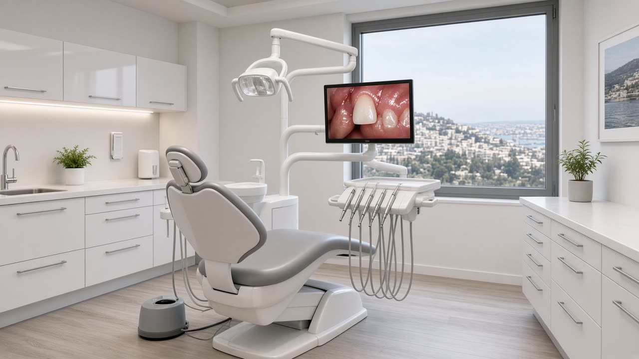 Treatment chair and digital x-ray unit at Carmel Rift Dental Clinic, Haifa